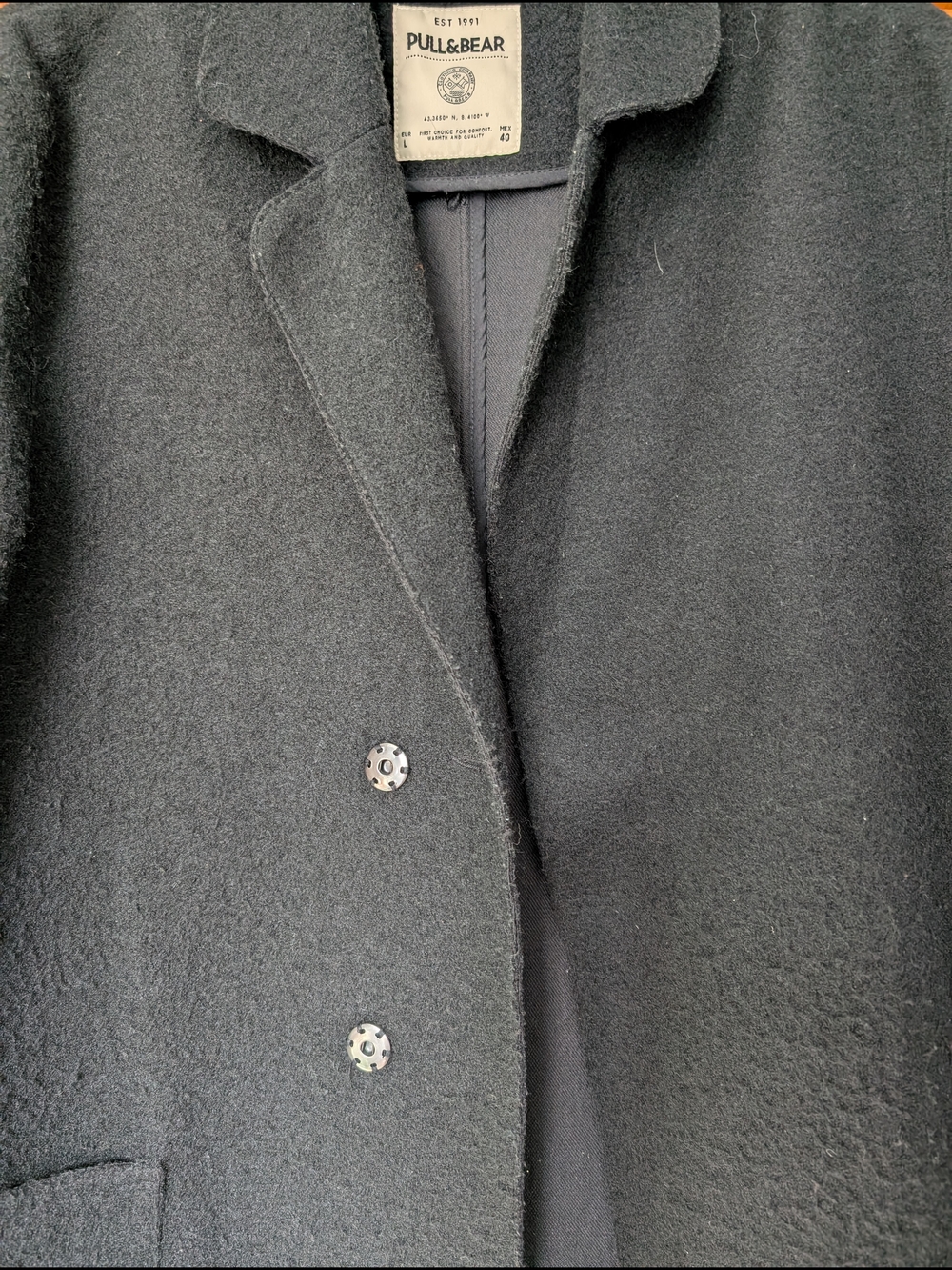 Pull&Bear Black Wool-Blend Single-Breasted Coat - Picture 3 of 3